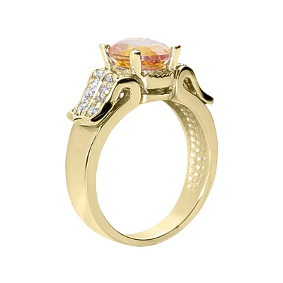 14K White Gold Ladies Citrine & Diamond Ring 0.24ctd 2ctc 4 14K White Gold Ladies Citrine & Diamond Ring 0.24ctd 2ctc - Image 4