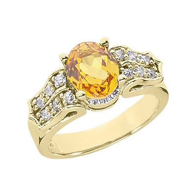 14K White Gold Ladies Citrine & Diamond Ring 0.24ctd 2ctc 2 14K White Gold Ladies Citrine & Diamond Ring 0.24ctd 2ctc - Image 2