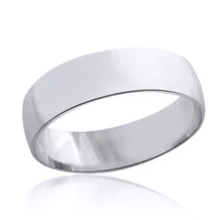 Classic Thin Men's Wedding Band Solid 14K White Gold 6mm