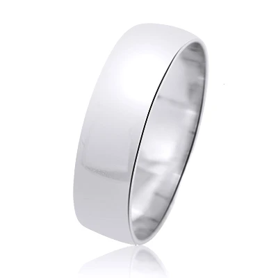 Classic Thin Men's Wedding Band Solid 14K White Gold 6mm 2 Classic Thin Men's Wedding Band Solid 14K White Gold 6mm - Image 2