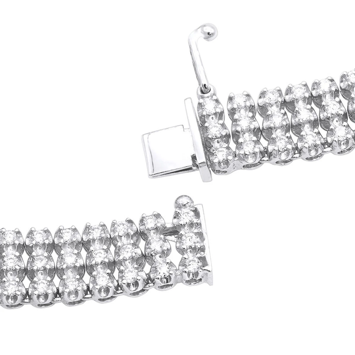 Hip Hop 3 Row Diamond Tennis Chain 14K White Gold Men's Necklace 30 Carats 4 Hip Hop 3 Row Diamond Tennis Chain 14K White Gold Men's Necklace 30 Carats - Image 4