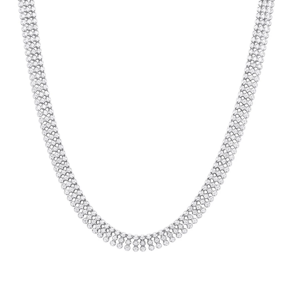 Hip Hop 3 Row Diamond Tennis Chain 14K White Gold Men's Necklace 30 Carats 1 Hip Hop 3 Row Diamond Tennis Chain 14K White Gold Men's Necklace 30 Carats