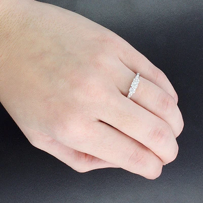 Thin 14K White Gold Cluster Diamond Flower Ring 0.34ct For Ladies 3 Thin 14K White Gold Cluster Diamond Flower Ring 0.34ct For Ladies - Image 3