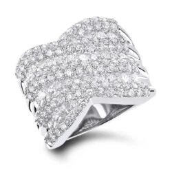 Ladies 3.50 Carat Diamond Cocktail Ring 14K White Gold