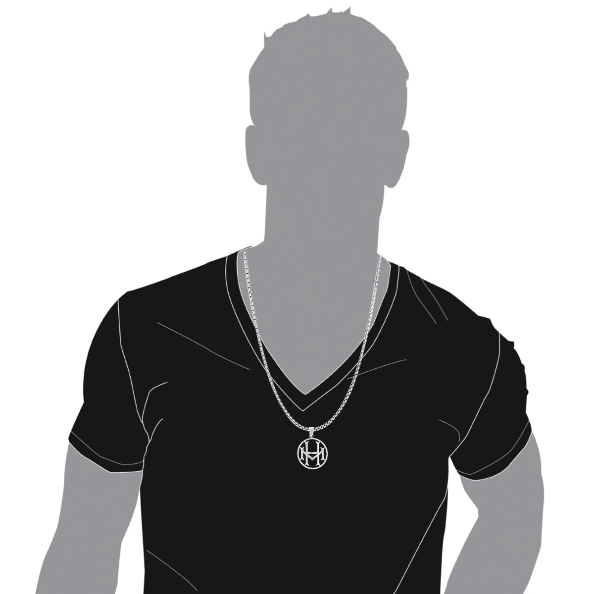 14K White Gold Round Diamond Initial Pendant For Men 1.75 5 14K White Gold Round Diamond Initial Pendant For Men 1.75 - Image 5