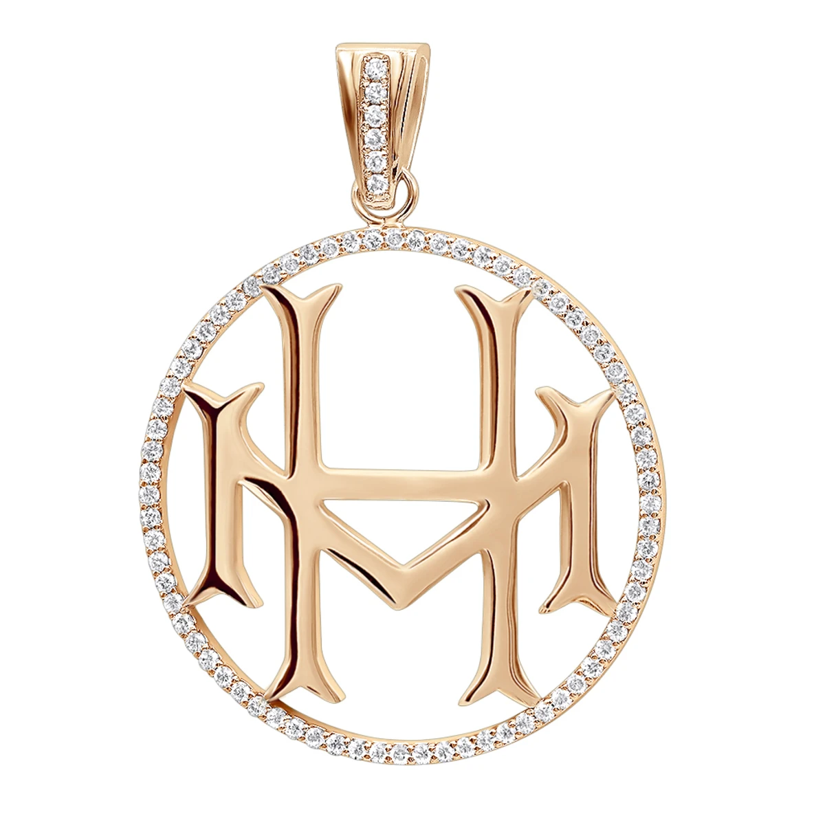 14K White Gold Round Diamond Initial Pendant For Men 1.75 3 14K White Gold Round Diamond Initial Pendant For Men 1.75 - Image 3