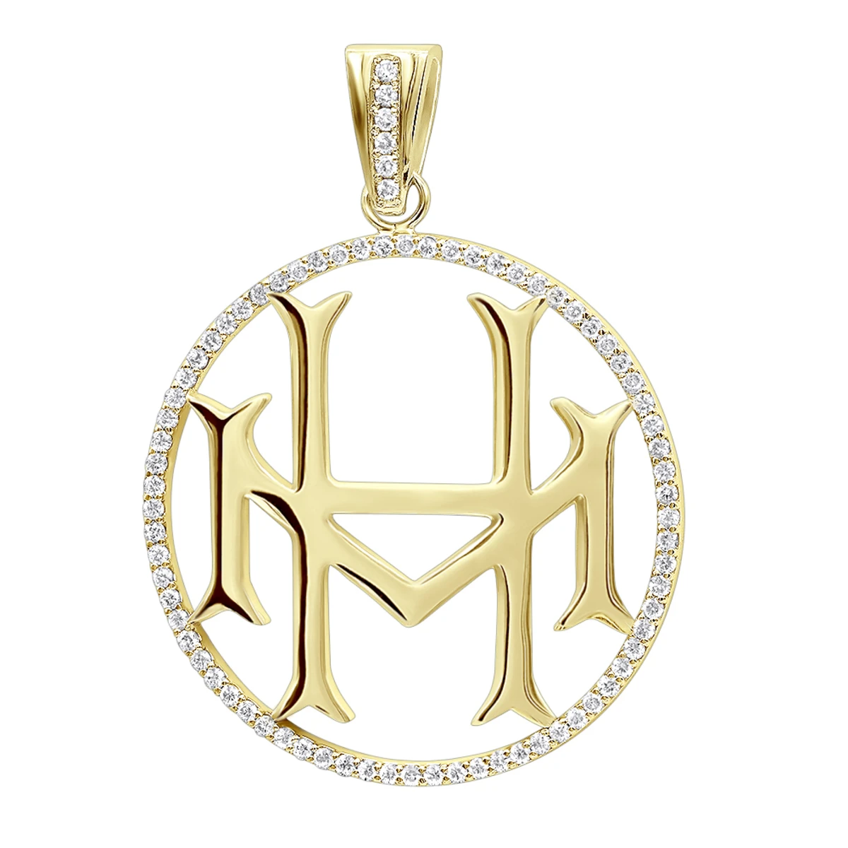 14K White Gold Round Diamond Initial Pendant For Men 1.75 2 14K White Gold Round Diamond Initial Pendant For Men 1.75 - Image 2