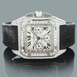 Custom Cartier Men's Diamond Watch 9.64ct Santos 100