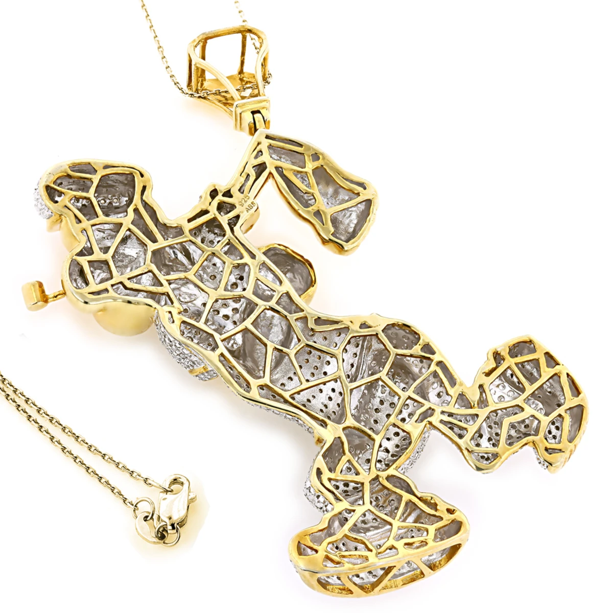 Diamond Popeye Pendant In Sterling Silver 4ct Gold Plated 2 Diamond Popeye Pendant In Sterling Silver 4ct Gold Plated - Image 2