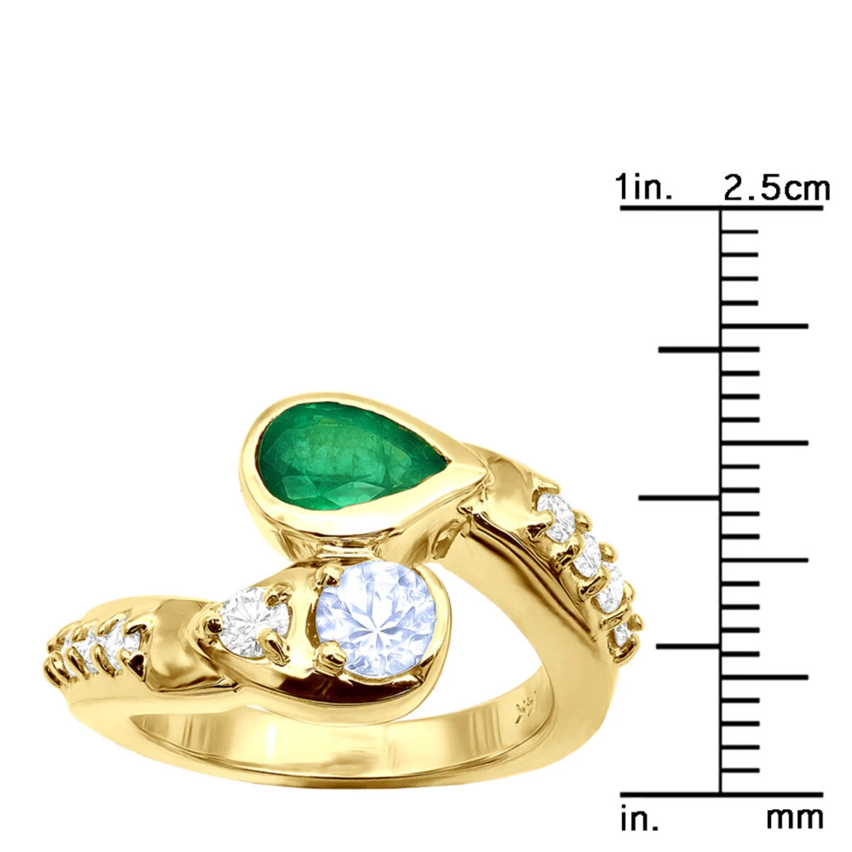 Custom 14K Yellow Gold Diamond Aquamarine Emerald Cocktail Ring For Women 8 Custom 14K Yellow Gold Diamond Aquamarine Emerald Cocktail Ring For Women - Image 8