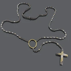 Custom 10K Gold Color Diamond Rosary Necklace