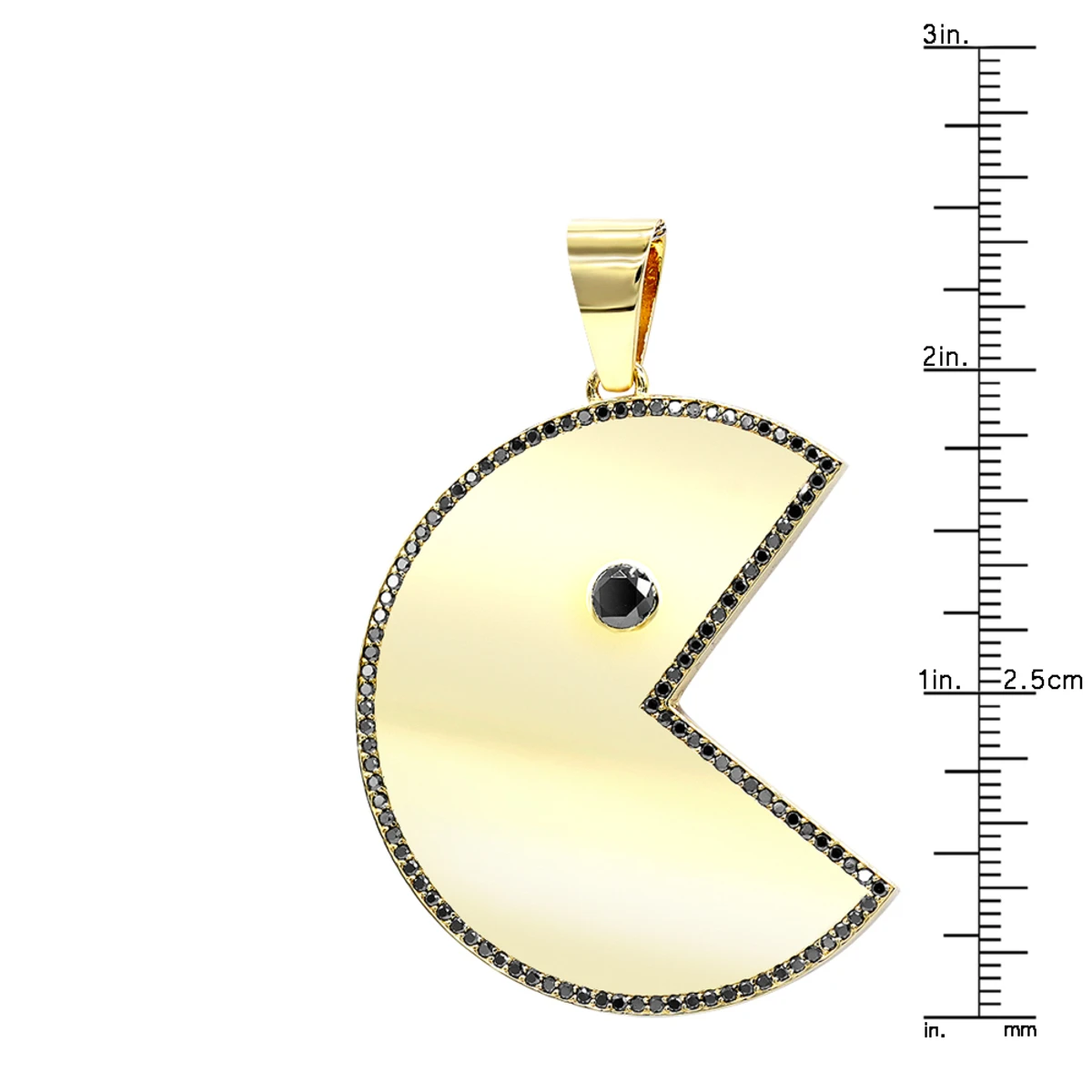 Large Diamond Pacman Pendant For Men 14K Yellow Gold 2 Carat 6 Large Diamond Pacman Pendant For Men 14K Yellow Gold 2 Carat - Image 6
