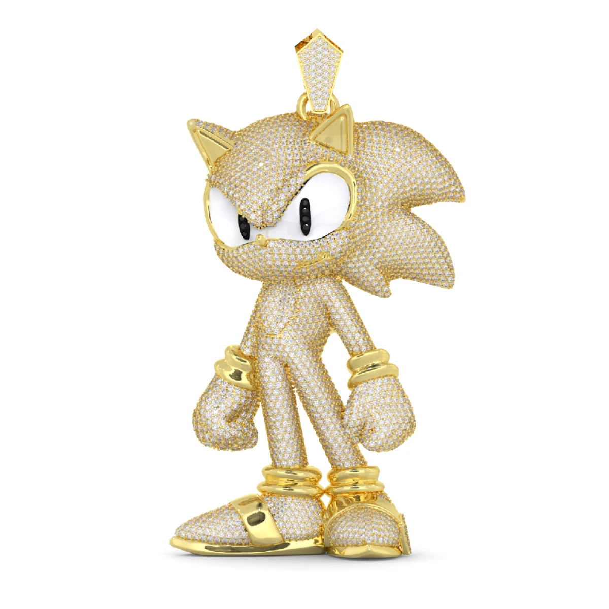 14K Yellow Gold Sonic The Hedgehog Diamond Pendant For Men 22ct 1 14K Yellow Gold Sonic The Hedgehog Diamond Pendant For Men 22ct