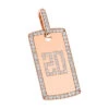 14K Rose Gold 2 Carat Diamond Dog Tag Pendant With Numbers