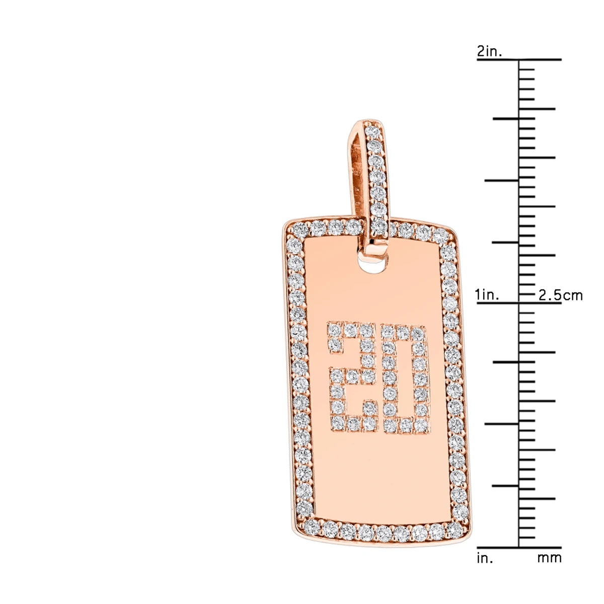 14K Rose Gold 2 Carat Diamond Dog Tag Pendant With Numbers 6 14K Rose Gold 2 Carat Diamond Dog Tag Pendant With Numbers - Image 6