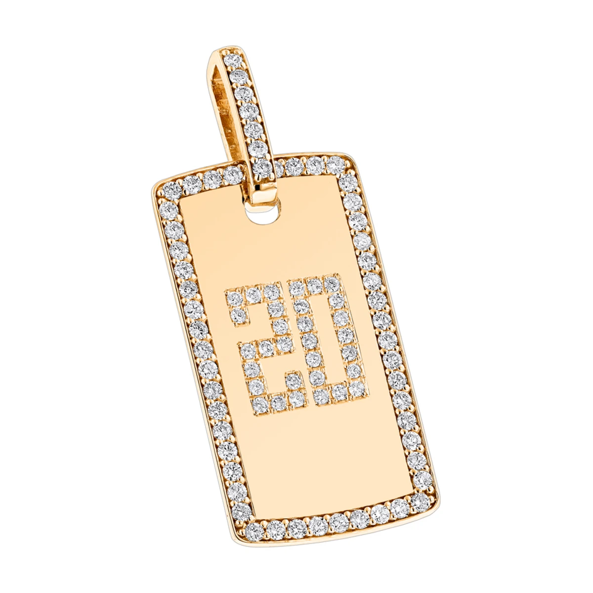 14K Rose Gold 2 Carat Diamond Dog Tag Pendant With Numbers 3 14K Rose Gold 2 Carat Diamond Dog Tag Pendant With Numbers - Image 3