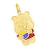 Winnie The Pooh With Honey Pot 18K Yellow Gold Enamel Bear Pendant