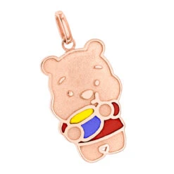 Winnie The Pooh With Honey Pot 18K Yellow Gold Enamel Bear Pendant -Urban Jewels Shop custom jewelry winnie the pooh with honey pot 18k gold enamel bear pendant ro