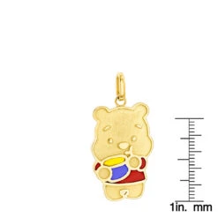 Winnie The Pooh With Honey Pot 18K Yellow Gold Enamel Bear Pendant -Urban Jewels Shop custom jewelry winnie the pooh with honey pot 18k gold enamel bear pendant rulerye