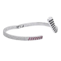 Custom Made 14K White Gold Hockey Stick Rubies White Black Diamond Bangle Bracelet 9 Custom Made 14K White Gold Hockey Stick Rubies White Black Diamond Bangle Bracelet -Urban Jewels Shop custom made 14k gold hockey stick rubies white black diamond bangle bracelet 100033 backwh