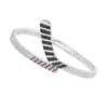 Custom Made 14K White Gold Hockey Stick Rubies White Black Diamond Bangle Bracelet