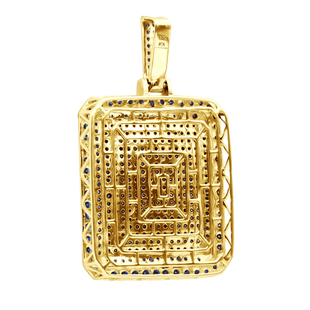 Unique Large 8 Carat Blue Diamonds 14K White Gold Dog Tag Pendant For Men 5 Unique Large 8 Carat Blue Diamonds 14K White Gold Dog Tag Pendant For Men - Image 5