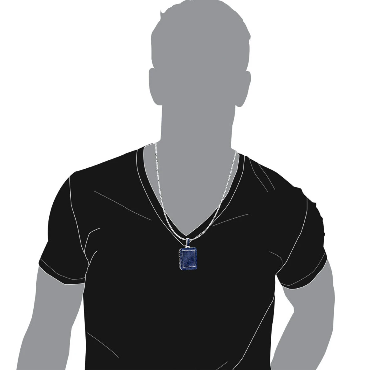 Unique Large 8 Carat Blue Diamonds 14K White Gold Dog Tag Pendant For Men 7 Unique Large 8 Carat Blue Diamonds 14K White Gold Dog Tag Pendant For Men - Image 7