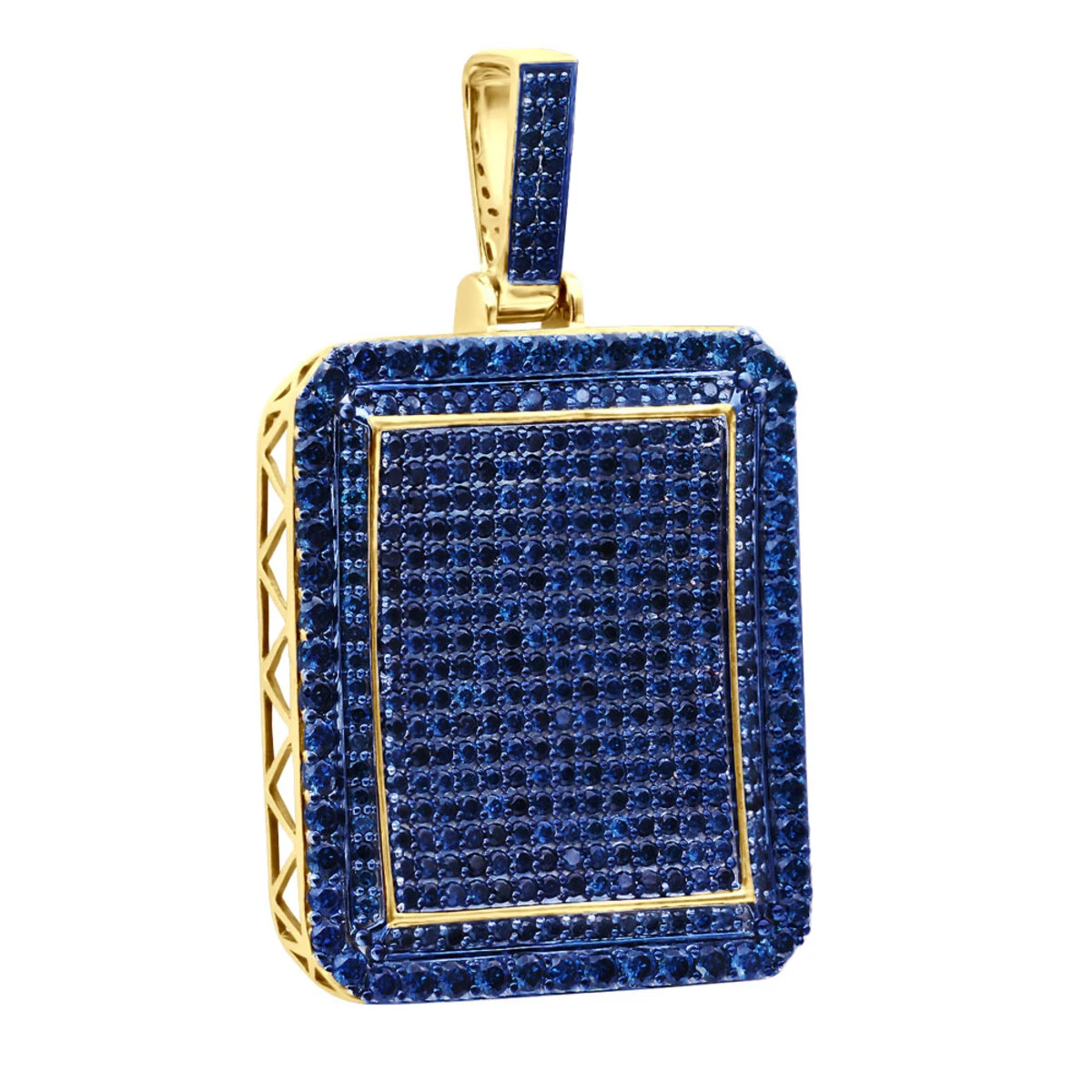 Unique Large 8 Carat Blue Diamonds 14K White Gold Dog Tag Pendant For Men 2 Unique Large 8 Carat Blue Diamonds 14K White Gold Dog Tag Pendant For Men - Image 2