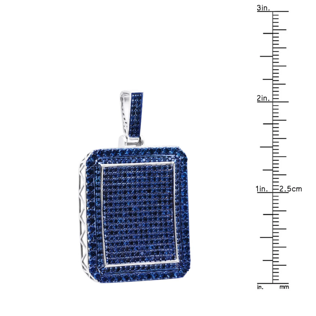 Unique Large 8 Carat Blue Diamonds 14K White Gold Dog Tag Pendant For Men 8 Unique Large 8 Carat Blue Diamonds 14K White Gold Dog Tag Pendant For Men - Image 8