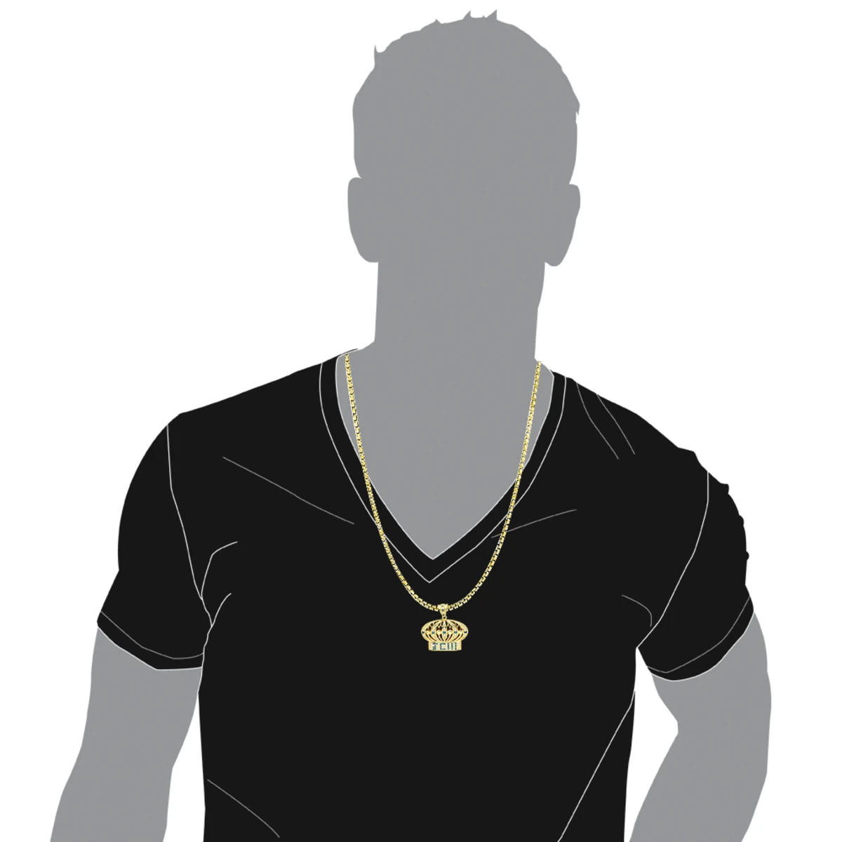 White & Blue Diamond Crown Pendant For Men 14K Yellow Gold 5 White & Blue Diamond Crown Pendant For Men 14K Yellow Gold - Image 5