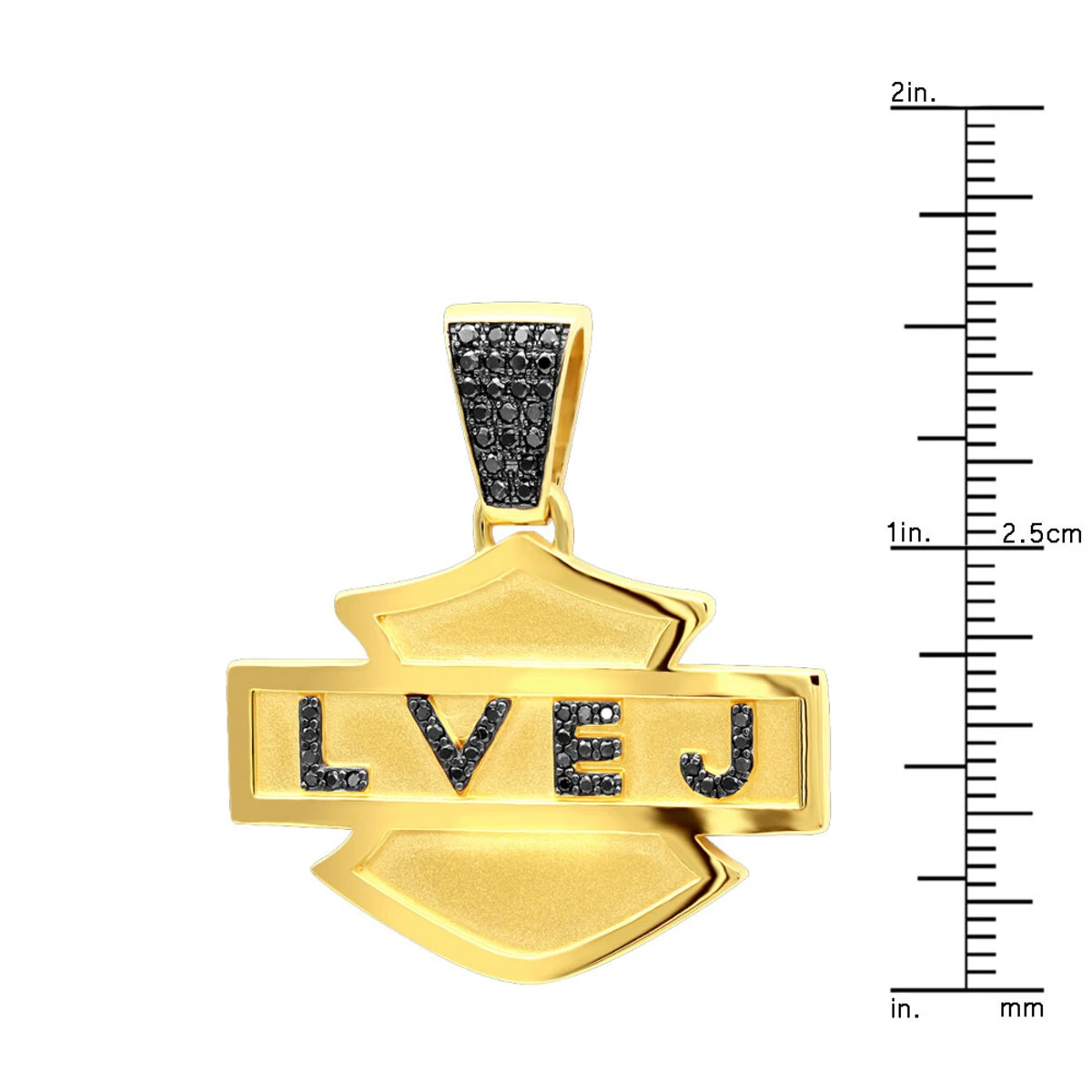 Logo Name Black Diamond Pendant For Men 14K Yellow Gold 0.55ct 6 Logo Name Black Diamond Pendant For Men 14K Yellow Gold 0.55ct - Image 6