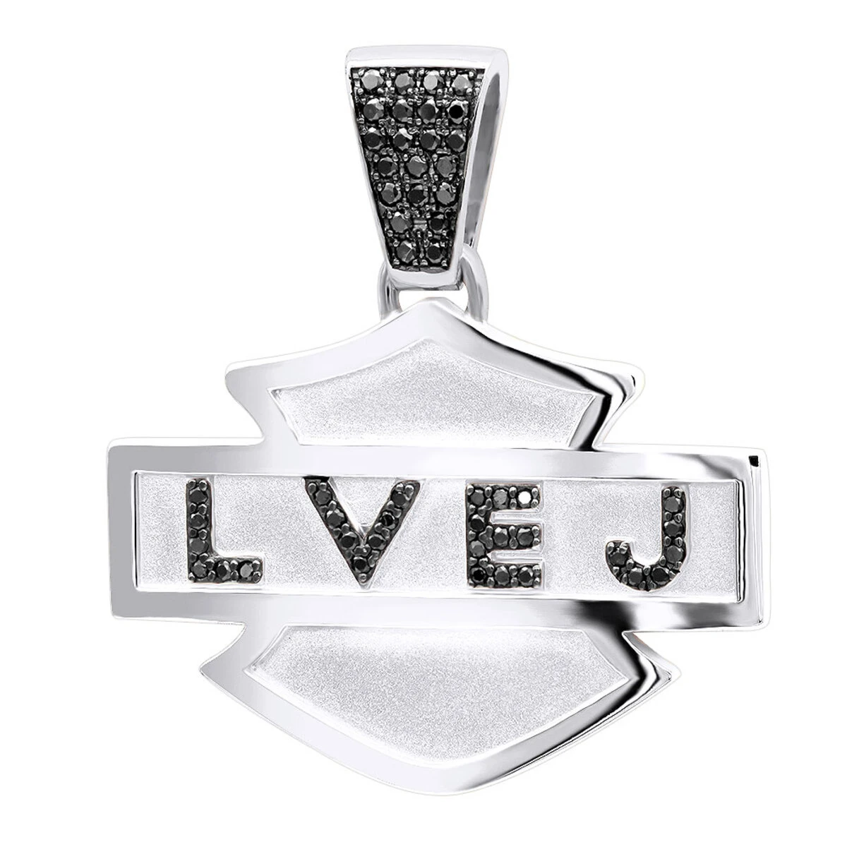 Logo Name Black Diamond Pendant For Men 14K Yellow Gold 0.55ct 2 Logo Name Black Diamond Pendant For Men 14K Yellow Gold 0.55ct - Image 2