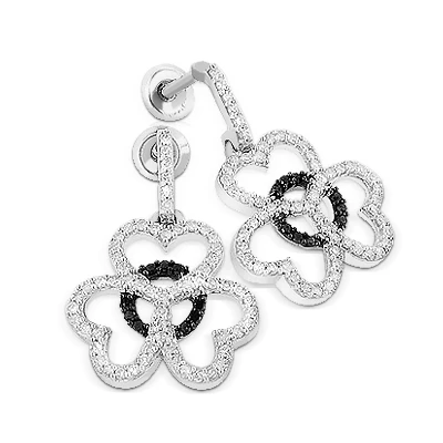 Dangle Diamond Heart Earrings 0.49ct 14K White Gold 1 Dangle Diamond Heart Earrings 0.49ct 14K White Gold