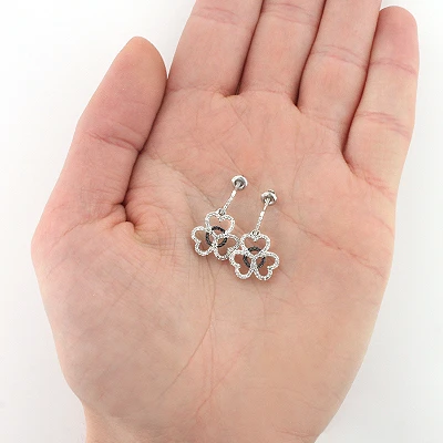 Dangle Diamond Heart Earrings 0.49ct 14K White Gold 2 Dangle Diamond Heart Earrings 0.49ct 14K White Gold - Image 2