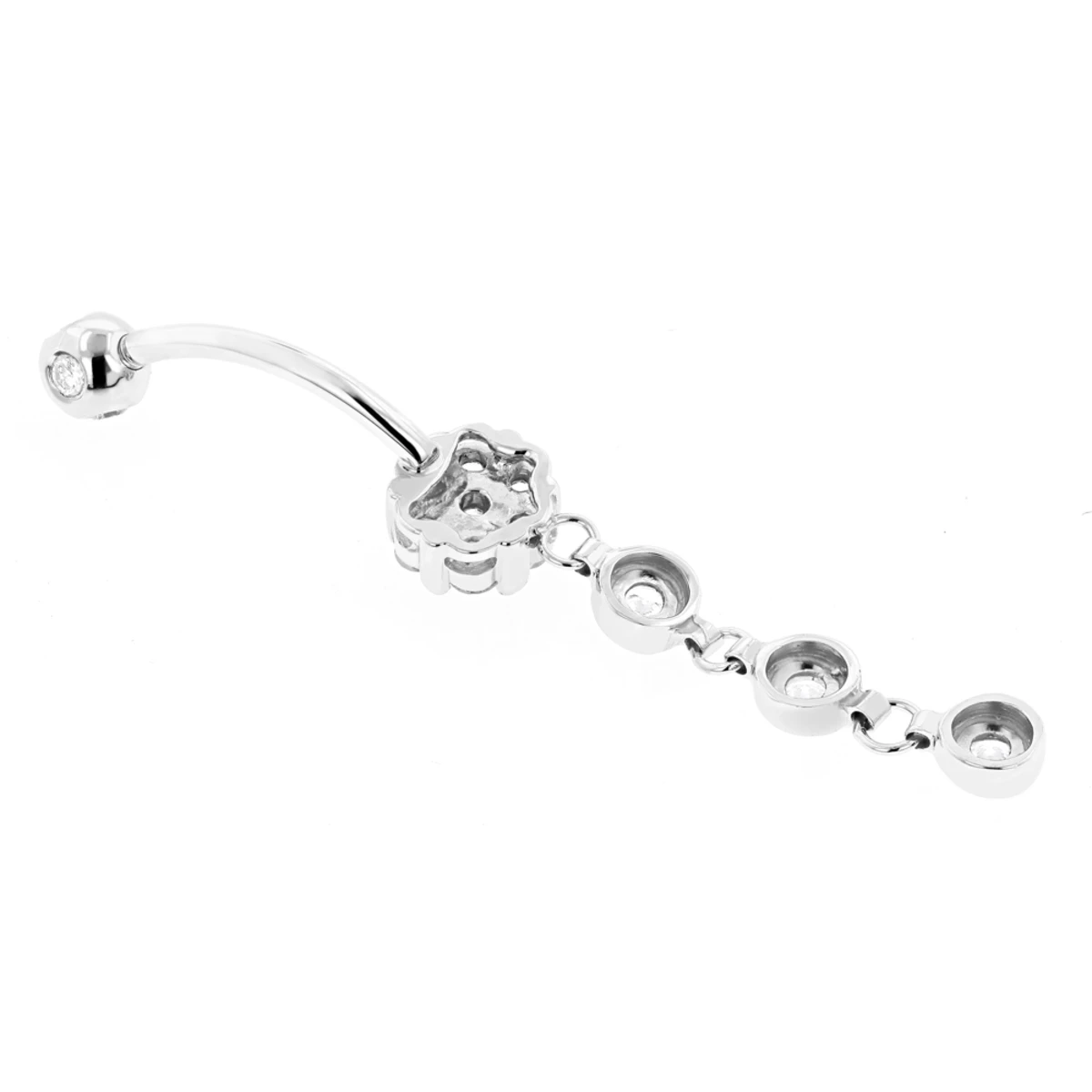 Dangling Belly Button Ring Made Of 14 Karat 14K White Gold 0.75ct 4 Dangling Belly Button Ring Made Of 14 Karat 14K White Gold 0.75ct - Image 4
