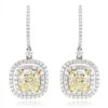 Dangling Designer Diamond Drop Earrings 6.5ct 18K White Gold Yellow Diamonds
