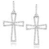 Dangling Diamond Cross Earrings 0.8ct Sterling Silver