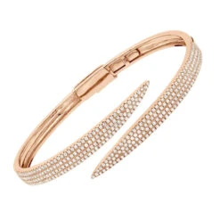 Arrow Design 2 Carat Pave Round Bangle Bracelet For Women 14K Yellow Gold -Urban Jewels Shop designer 14k gold pave diamond bangle bracelet for women arrow design 2ct 803218 ro