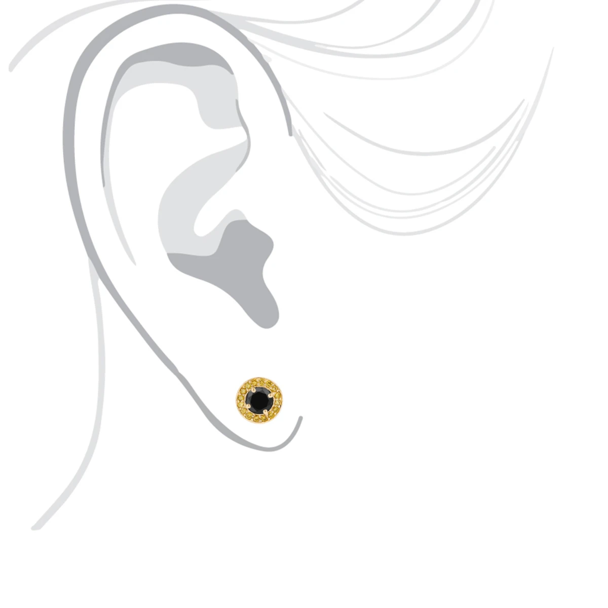 Designer 14K Yellow Gold Yellow Black Diamond Stud Earrings 1.92ct 5 Designer 14K Yellow Gold Yellow Black Diamond Stud Earrings 1.92ct - Image 5