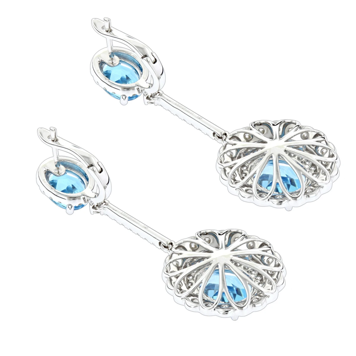 Designer Blue Topaz Diamond Earrings For Women By Luxurman 3.5ct 14K White Gold 4 Designer Blue Topaz Diamond Earrings For Women By Luxurman 3.5ct 14K White Gold - Image 4