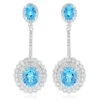 Designer Blue Topaz Diamond Earrings For Women By Luxurman 3.5ct 14K White Gold