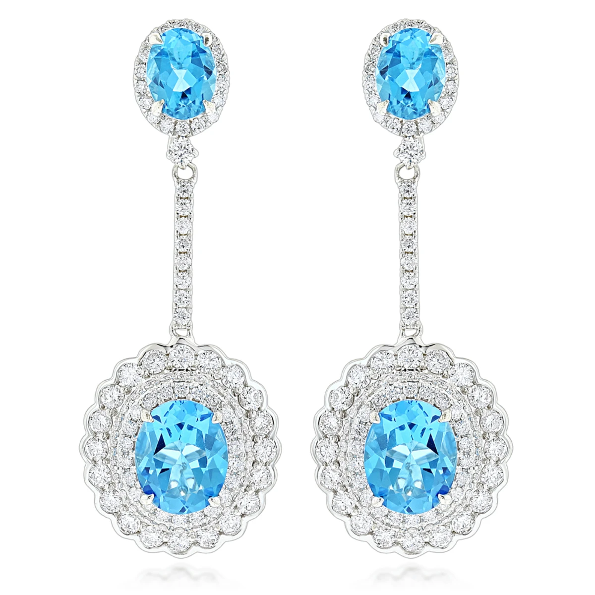 Designer Blue Topaz Diamond Earrings For Women By Luxurman 3.5ct 14K White Gold 1 Designer Blue Topaz Diamond Earrings For Women By Luxurman 3.5ct 14K White Gold