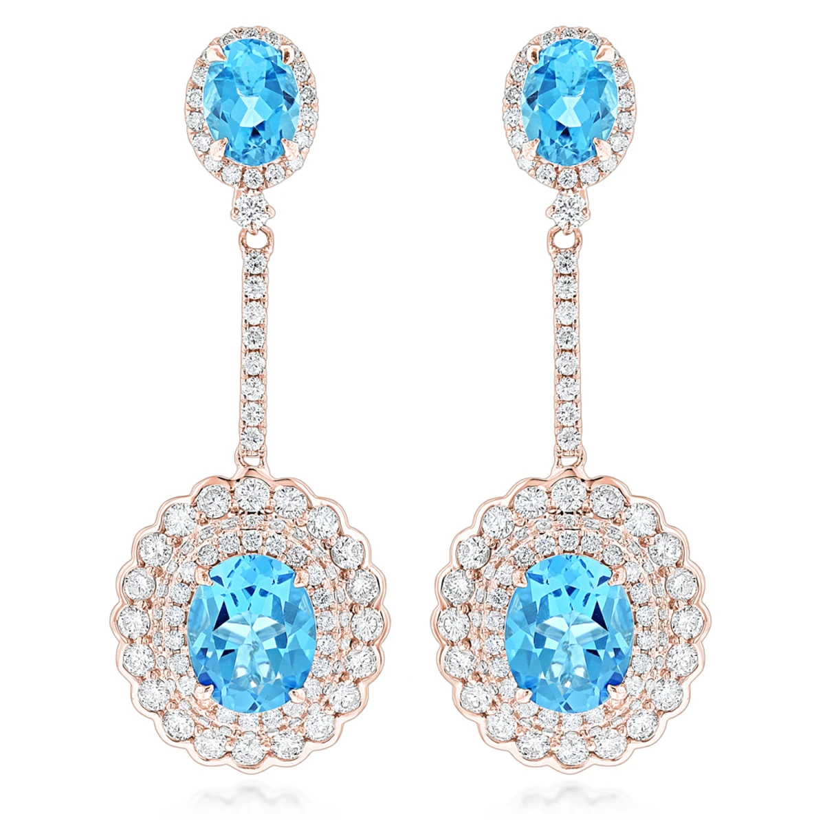 Designer Blue Topaz Diamond Earrings For Women By Luxurman 3.5ct 14K White Gold 3 Designer Blue Topaz Diamond Earrings For Women By Luxurman 3.5ct 14K White Gold - Image 3
