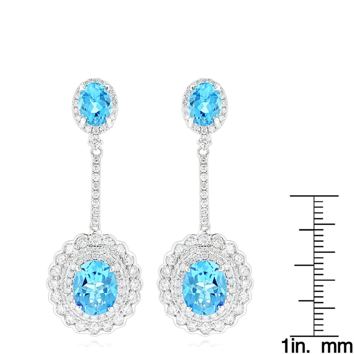 Designer Blue Topaz Diamond Earrings For Women By Luxurman 3.5ct 14K White Gold 6 Designer Blue Topaz Diamond Earrings For Women By Luxurman 3.5ct 14K White Gold - Image 6