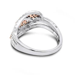 Designer 14K White Gold White Pink Diamond Leafs Cocktail Ring For Women 1c -Urban Jewels Shop designer cocktail rings 14k gold white pink diamond leafs ring for women 1c backwh