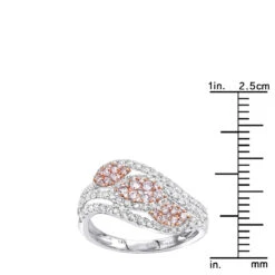 Designer 14K White Gold White Pink Diamond Leafs Cocktail Ring For Women 1c -Urban Jewels Shop designer cocktail rings 14k gold white pink diamond leafs ring for women 1c rulerwh