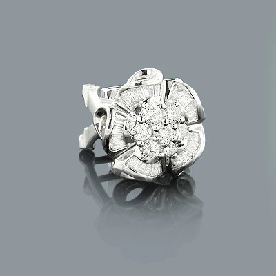 Designer Diamond Cluster Earring 14K White Gold 0.59ct 1 Designer Diamond Cluster Earring 14K White Gold 0.59ct