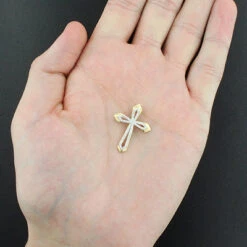 Small Designer Diamond Cross Pendant 0.25ct 10K Yellow Gold -Urban Jewels Shop designer diamond cross pendant 028ct 10k gold 4