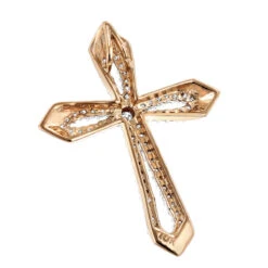 Small Designer Diamond Cross Pendant 0.25ct 10K Yellow Gold -Urban Jewels Shop designer diamond cross pendant 028ct 10k gold backro