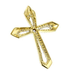 Small Designer Diamond Cross Pendant 0.25ct 10K Yellow Gold -Urban Jewels Shop designer diamond cross pendant 028ct 10k gold backye